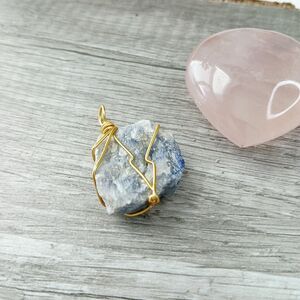 Blue Aventurine Crystal Gemstone Pendant Wire Wrapped 1.25"